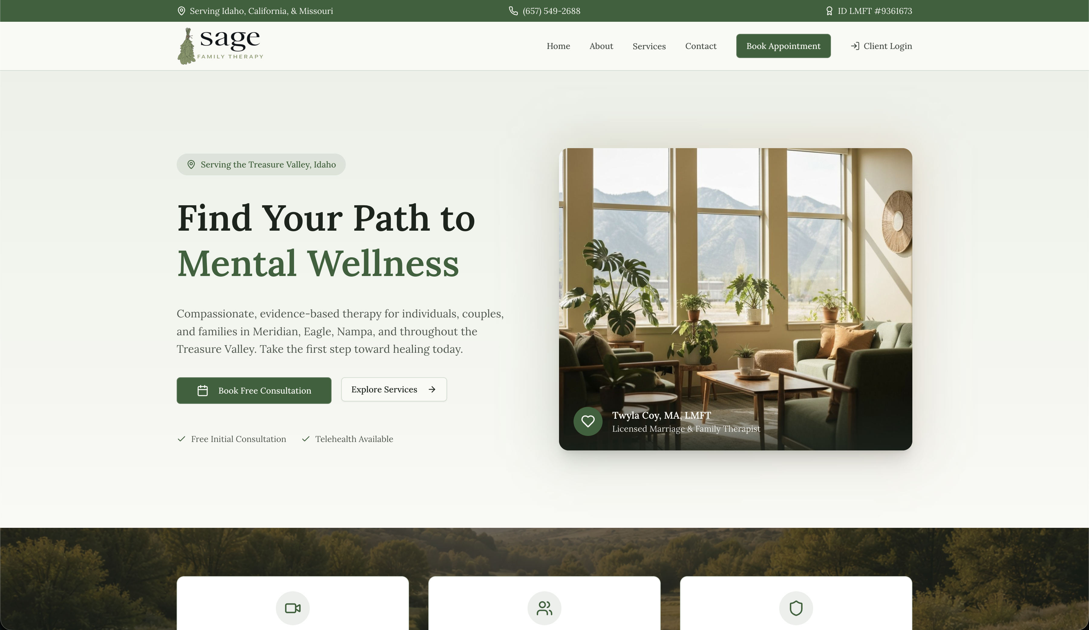 Sage Family Therapy website preview